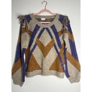 VILA Knit Multicolor Sweater Long Sleeve Crewneck  Size M